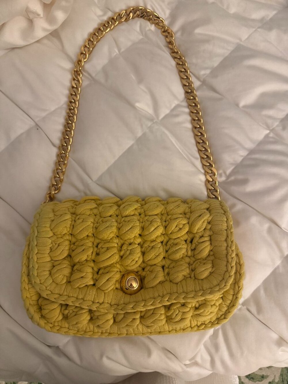 Bottega Veneta Crochet Shoulder Bag with Chain Link Strap